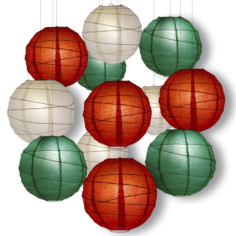 Cinco de Mayo Celebration Party Pack Crisscross Ribbed Paper Lantern Combo Set (12 pc Set) - AsianImportStore.com - B2B Wholesale Lighting & Decor since 2002