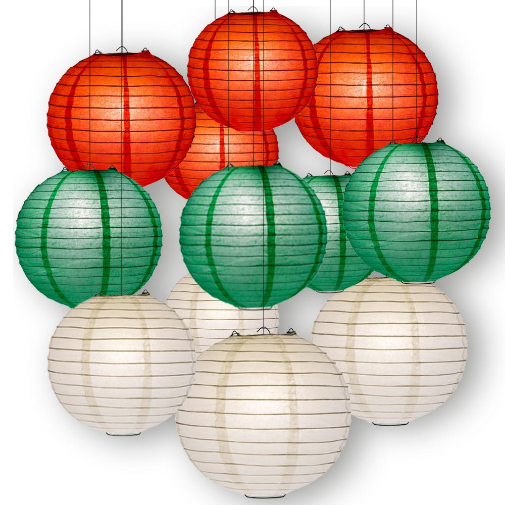 Cinco de Mayo Celebration Party Pack Parallel Ribbed Paper Lantern Combo Set (12 pc Set) - AsianImportStore.com - B2B Wholesale Lighting and Decor