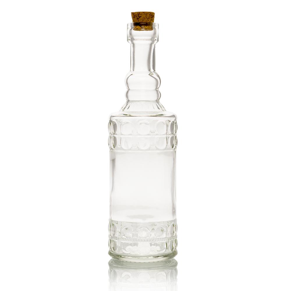 6.6" Calista Clear Vintage Glass Bottle with Cork - DIY Wedding Flower Bud Vases - AsianImportStore.com - B2B Wholesale Lighting and Decor