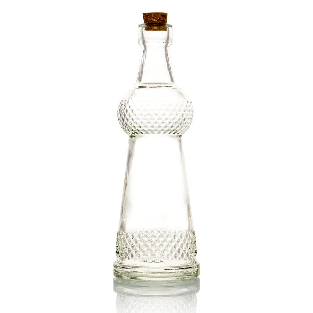 6.6" Savannah Clear Vintage Glass Bottle with Cork - DIY Wedding Flower Bud Vases - AsianImportStore.com - B2B Wholesale Lighting and Decor