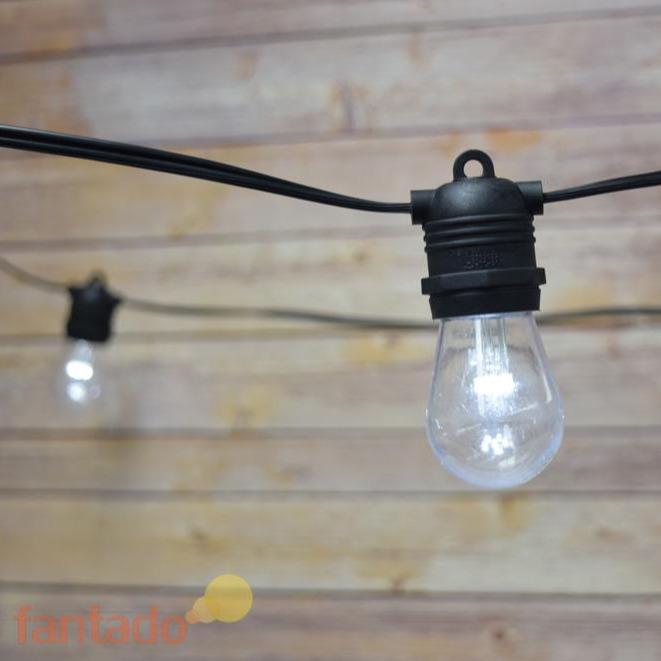 10 Socket Outdoor Commercial String Light Set, Shatterproof LED Light Bulbs Cool White, 21 FT Black Cord, Weatherproof - AsianImportStore.com - B2B Wholesale Lighting and Decor