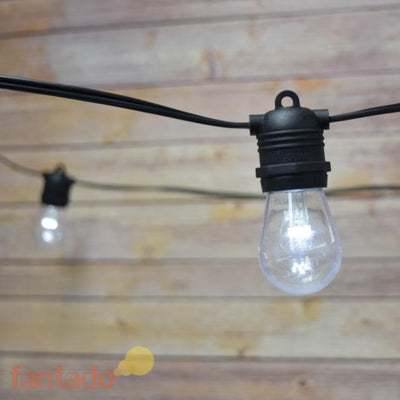 24 Socket Outdoor Commercial String Light Set, Shatterproof LED Light Bulbs Cool White, 54 FT Black Cord, Weatherproof - AsianImportStore.com - B2B Wholesale Lighting and Decor