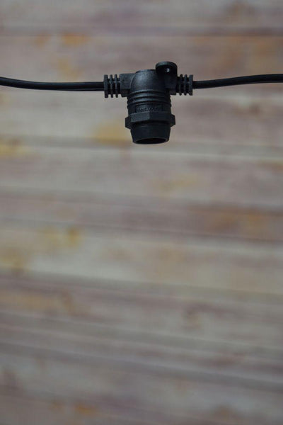 Green LED 25 Socket Outdoor Commercial String Light Set E12, Black Cord, 29 FT Weatherproof - AsianImportStore.com - B2B Wholesale Lighting and Decor