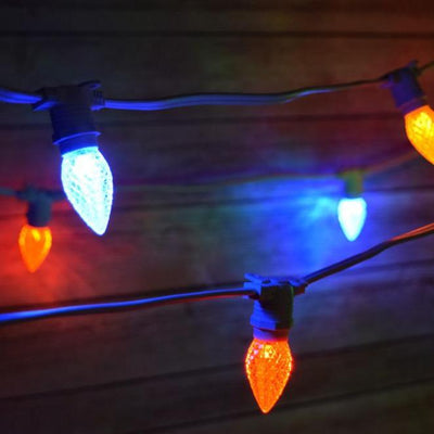 Multi-Color RGB LED 25 Socket Outdoor Commercial String Light Set E12, White Cord, 29 FT Weatherproof - AsianImportStore.com - B2B Wholesale Lighting and Decor