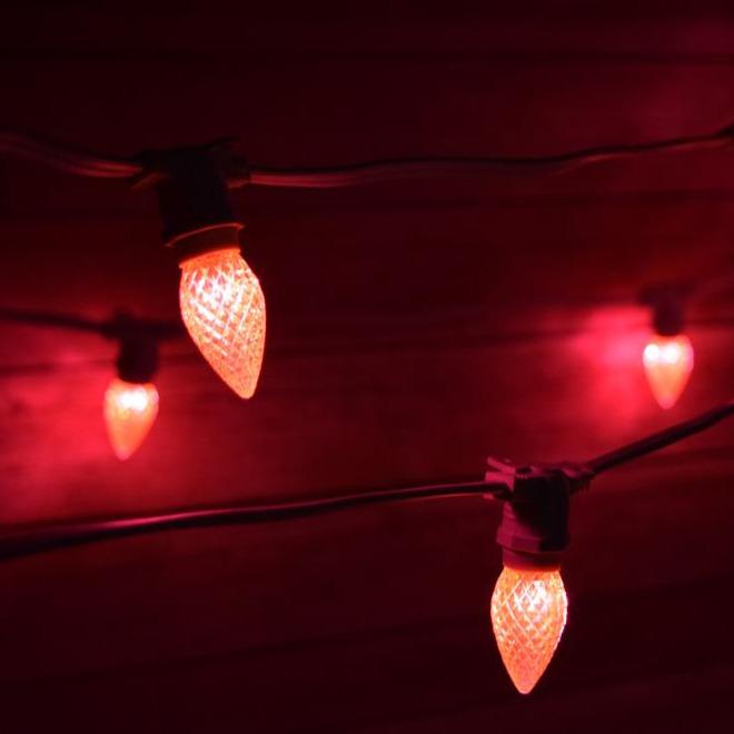 Pink LED 25 Socket Outdoor Commercial String Light Set E12, White Cord, 29 FT Weatherproof - AsianImportStore.com - B2B Wholesale Lighting and Decor