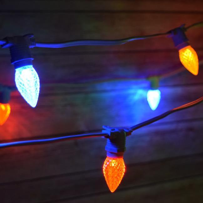 Multi-Color LED 50 Socket Outdoor Commercial String Light Set E12, Black Cord, 54 FT Weatherproof - AsianImportStore.com - B2B Wholesale Lighting and Decor