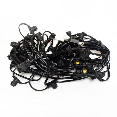 Orange LED 50 Socket Outdoor Commercial String Light Set E12, Black Cord, 54 FT Weatherproof - AsianImportStore.com - B2B Wholesale Lighting and Decor