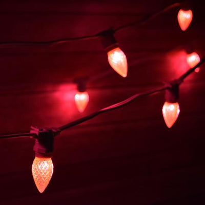 Pink LED 50 Socket Outdoor Commercial String Light Set E12, Black Cord, 54 FT Weatherproof - AsianImportStore.com - B2B Wholesale Lighting and Decor