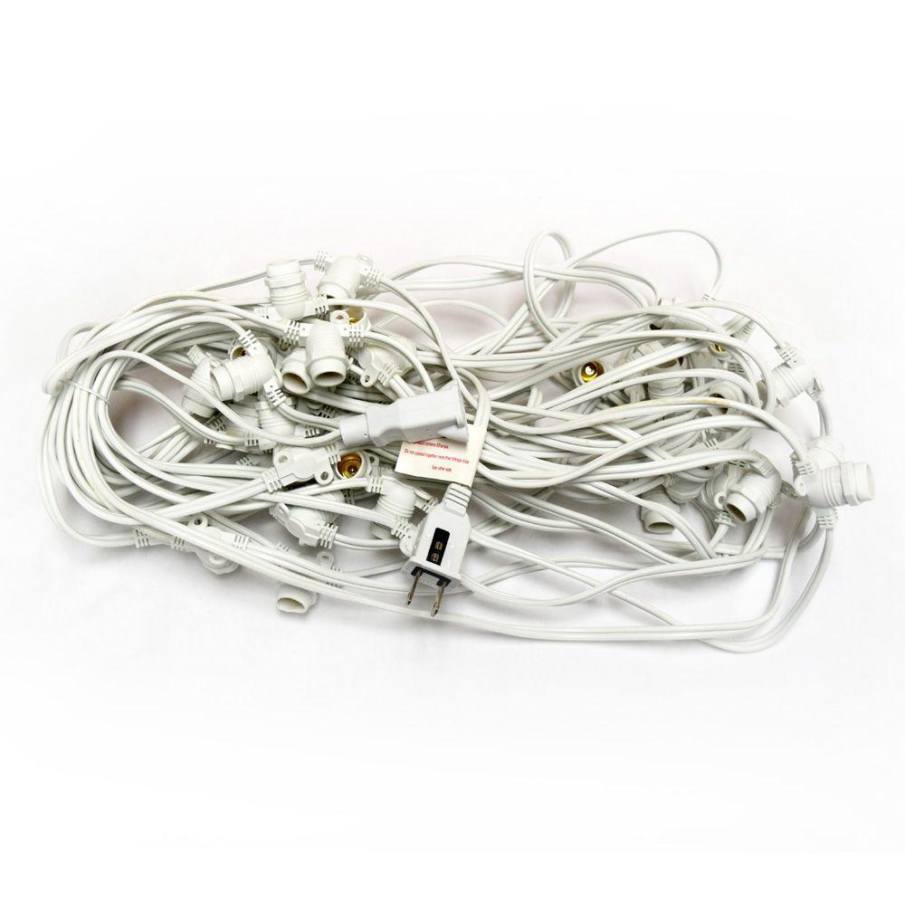 Multi-Color LED 50 Socket Outdoor Commercial String Light Set E12, White Cord, 54 FT Weatherproof - AsianImportStore.com - B2B Wholesale Lighting and Decor