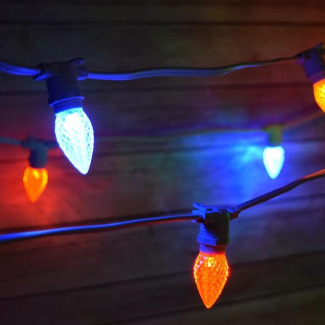 Multi-Color LED 50 Socket Outdoor Commercial String Light Set E12, White Cord, 54 FT Weatherproof - AsianImportStore.com - B2B Wholesale Lighting and Decor