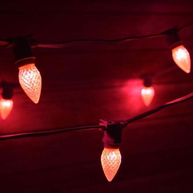 Pink LED 50 Socket Outdoor Commercial String Light Set E12, White Cord, 54 FT Weatherproof - AsianImportStore.com - B2B Wholesale Lighting and Decor