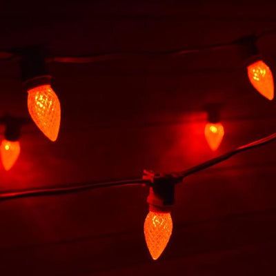 Red LED 50 Socket Outdoor Commercial String Light Set E12, White Cord, 54 FT Weatherproof - AsianImportStore.com - B2B Wholesale Lighting and Decor