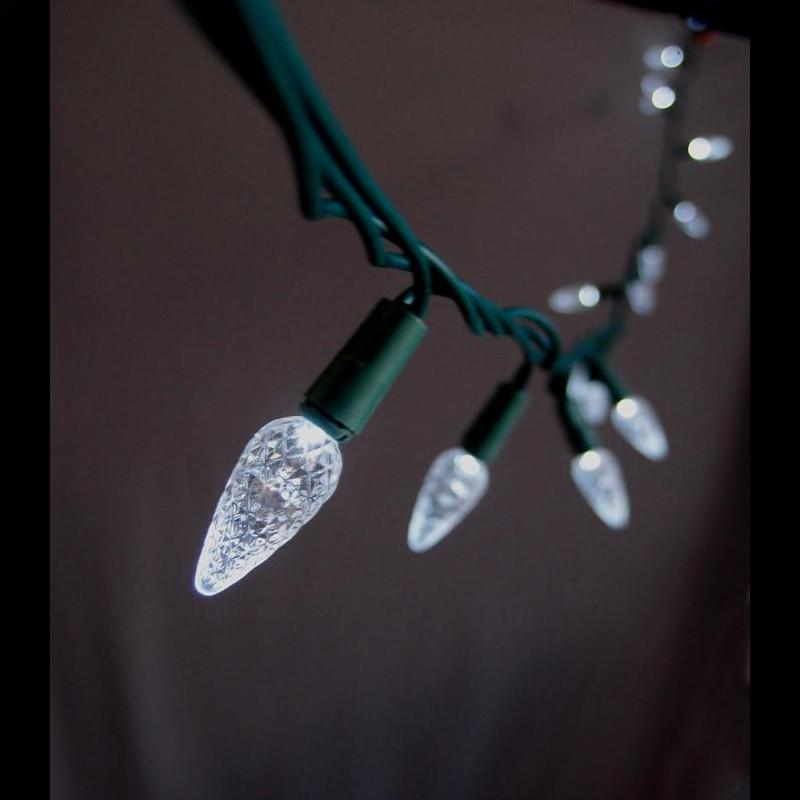 25 Outdoor Cool White LED C7 Strawberry String Lights, 16.6FT Green Cord, Weatherproof, Expandable - AsianImportStore.com - B2B Wholesale Lighting and Decor