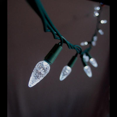 25 Outdoor Cool White LED C7 Strawberry String Lights, 16.6FT Green Cord, Weatherproof, Expandable - AsianImportStore.com - B2B Wholesale Lighting and Decor