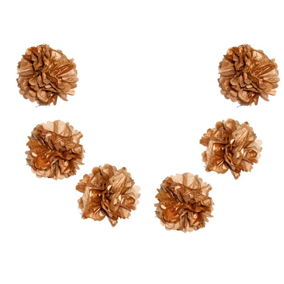 EZ-Fluff 6" Copper Hanging Tissue Paper Flower Pom Pom, Party Garland Decoration (100 PACK) - AsianImportStore.com - B2B Wholesale Lighting and Décor