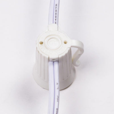 12 FT Shatterproof Light Bulb LED Outdoor Patio String Light Set, 10 Socket E12 C7 Base, White Cord