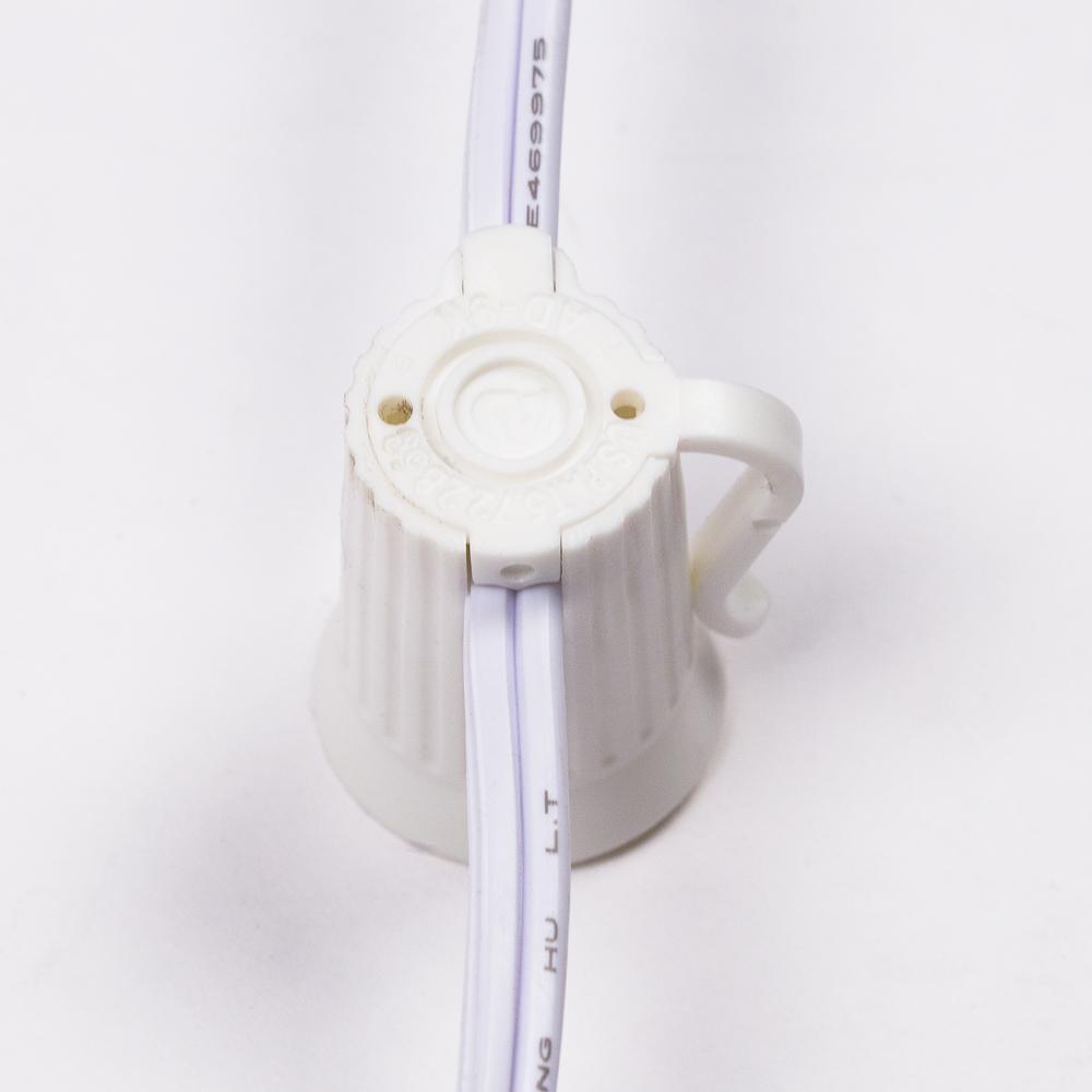 31 FT Shatterproof Light Bulb LED Outdoor Patio String Light Set, 10 Socket E12 C7 Base, White Cord
