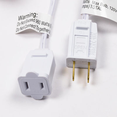 (Cord Only) 50 Socket Outdoor Patio DIY String Light, 51 FT White w/ E12 Base, Expandable End-to-End - AsianImportStore.com - B2B Wholesale Lighting and Decor
