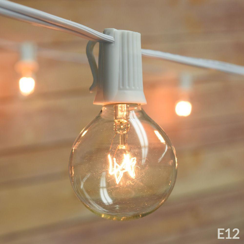 (Cord Only) 50 Socket Outdoor Patio DIY String Light, 51 FT White w/ E12 Base, Expandable End-to-End - AsianImportStore.com - B2B Wholesale Lighting and Decor