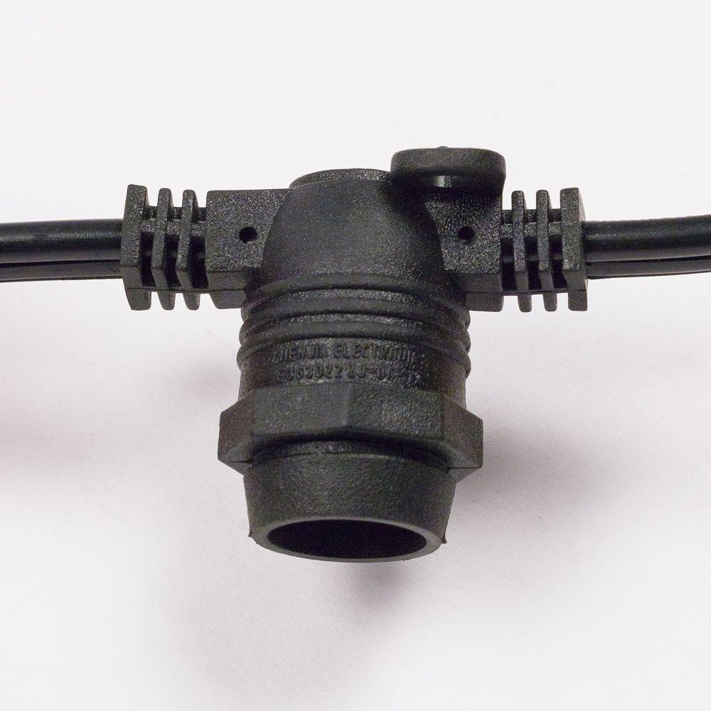 (Cord Only) 25 Socket Outdoor Commercial DIY String Light 29 FT Black Cord w/ E12 C7 Base, Weatherproof - AsianImportStore.com - B2B Wholesale Lighting and Decor