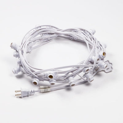 (Cord Only) 25 Socket Outdoor Commercial DIY String Light 29 FT White Cord w/ E12 C7 Base, Weatherproof - AsianImportStore.com - B2B Wholesale Lighting and Decor