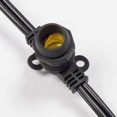 25 Socket Outdoor Commercial String Light Set, Globe Bulbs, 29 FT Black Cord w/ E12 C7 Base, Weatherproof