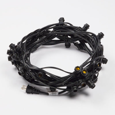 (Cord Only) 50 Socket Outdoor Commercial DIY String Light 54 FT Black Cord w/ E12 C7 Base, Weatherproof - AsianImportStore.com - B2B Wholesale Lighting and Decor