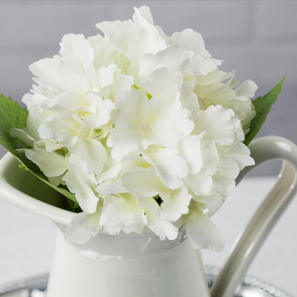  White Hydrangea, Realistic Single Stem Flower Wedding Silk Floral for Crafting, 5" x 11" Tall - AsianImportStore.com - B2B Wholesale Lighting and Decor