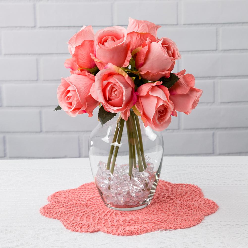  Blush Pink Rose Bud, Realistic 8 Flower Bouquet Wedding Silk Floral for Crafting, 2.5" x 11.5" Tall (8-PACK) - AsianImportStore.com - B2B Wholesale Lighting and Decor