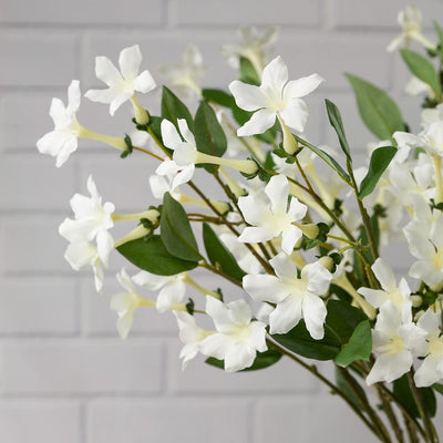 Cream White Madagascar / Hawaiian Jasmine, Realistic Single Stem Flower Wedding Silk Floral for Crafting, 2" x 34.5" Tall - AsianImportStore.com - B2B Wholesale Lighting and Decor