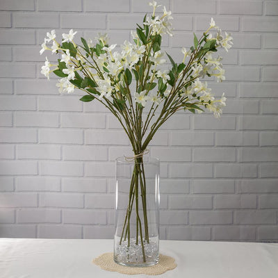 Cream White Madagascar / Hawaiian Jasmine, Realistic Single Stem Flower Wedding Silk Floral for Crafting, 2" x 34.5" Tall - AsianImportStore.com - B2B Wholesale Lighting and Decor