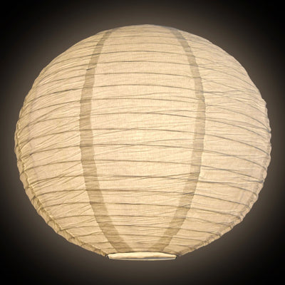 16" White Round Crepe Paper Lantern, Even Ribbing, Chinese Hanging Wedding & Party Decoration