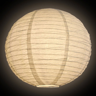 20" White Round Crepe Paper Lantern, Even Ribbing, Chinese Hanging Wedding & Party Decoration