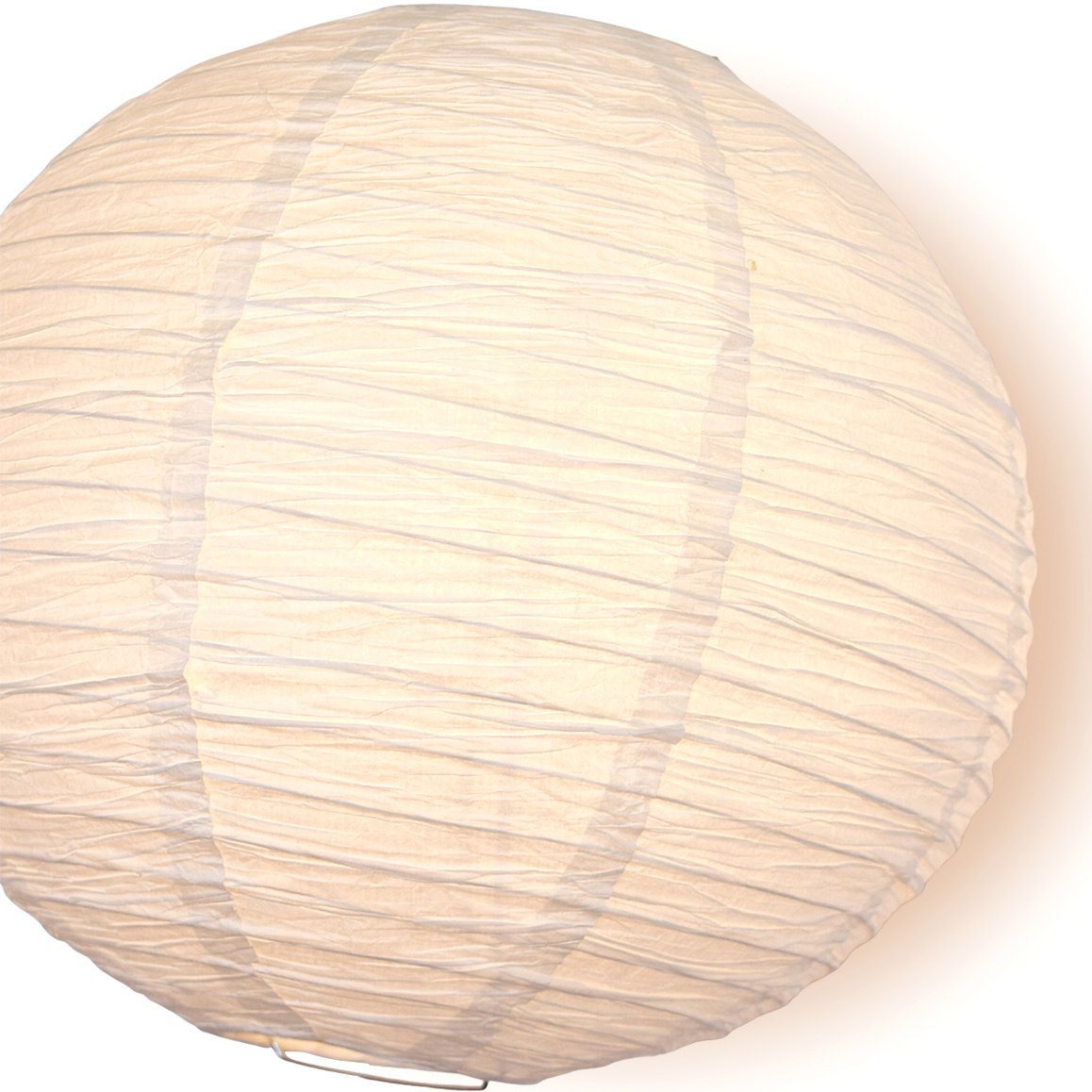 14" White Round Crepe Paper Lantern, Even Ribbing, Chinese Hanging Wedding & Party Decoration