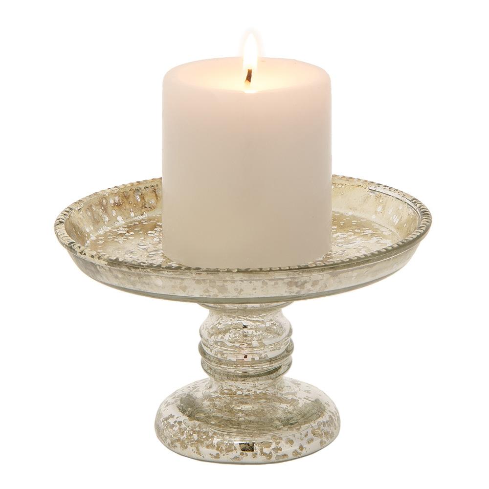 4" Silver Linda Mercury Glass Pillar Candle Stand - AsianImportStore.com - B2B Wholesale Lighting & Decor since 2002