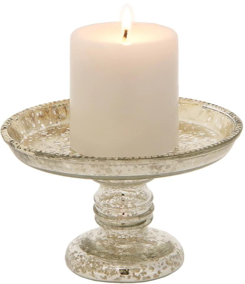 4" Silver Linda Mercury Glass Pillar Candle Stand - AsianImportStore.com - B2B Wholesale Lighting & Decor since 2002