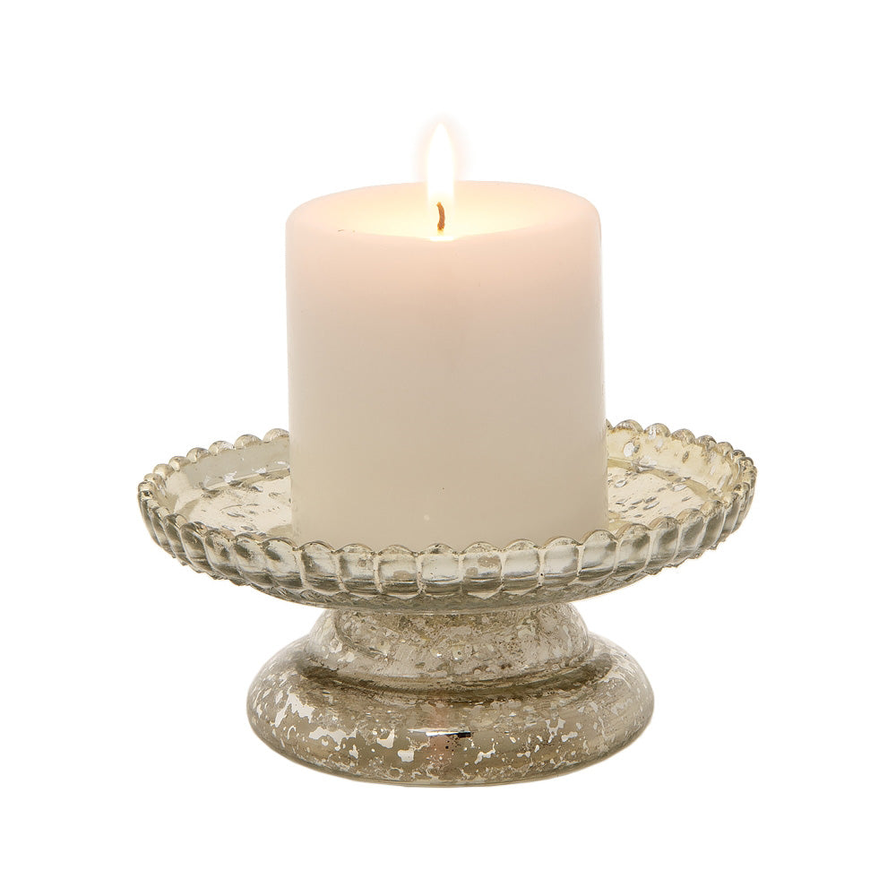BLOWOUT (20 PACK) 2.5" Silver Anna Mercury Glass Pillar Candle Stand