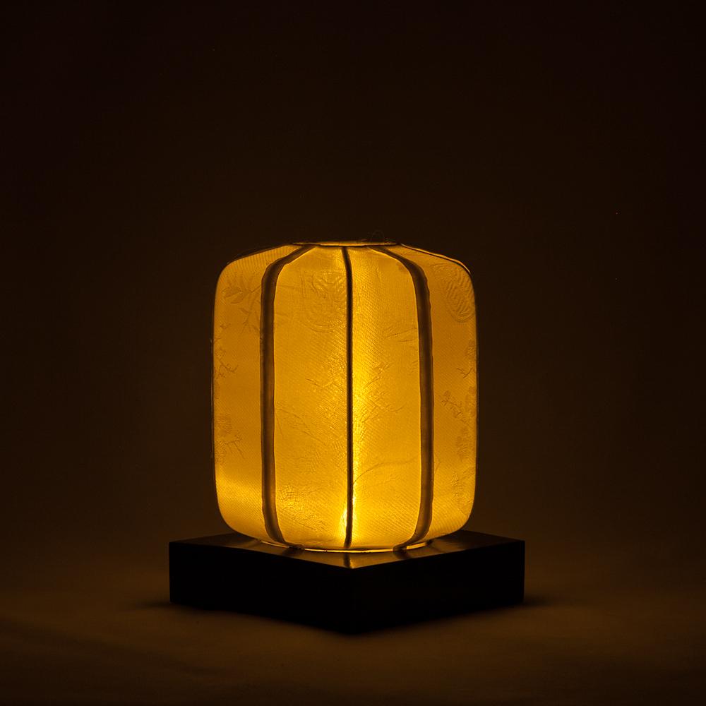  White Cylinder Silk Tea Light Candle Holder w/ Wooden Base - AsianImportStore.com - B2B Wholesale Lighting and Decor