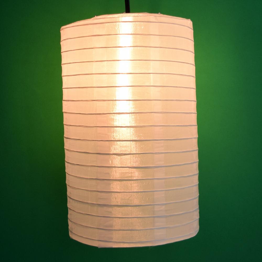14" White Cylinder Shimmering Nylon Lantern