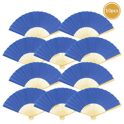9" Dark Blue Silk Hand Fans for Weddings (10 Pack) - AsianImportStore.com - B2B Wholesale Lighting and Decor