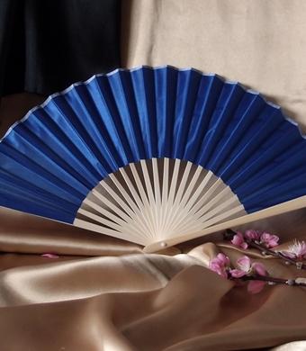 BULK PACK (50) 9" Dark Blue Silk Hand Fans for Weddings - AsianImportStore.com - B2B Wholesale Lighting and Decor