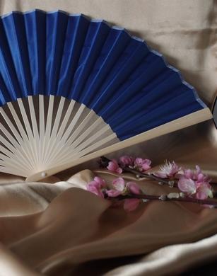 BULK PACK (50) 9" Dark Blue Silk Hand Fans for Weddings - AsianImportStore.com - B2B Wholesale Lighting and Decor