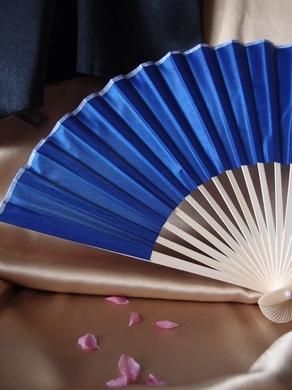 BULK PACK (50) 9" Dark Blue Silk Hand Fans for Weddings - AsianImportStore.com - B2B Wholesale Lighting and Decor