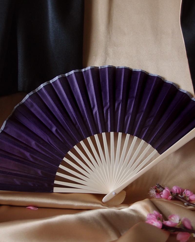 9" Dark Purple Silk Hand Fans for Weddings (10 Pack) - AsianImportStore.com - B2B Wholesale Lighting and Decor