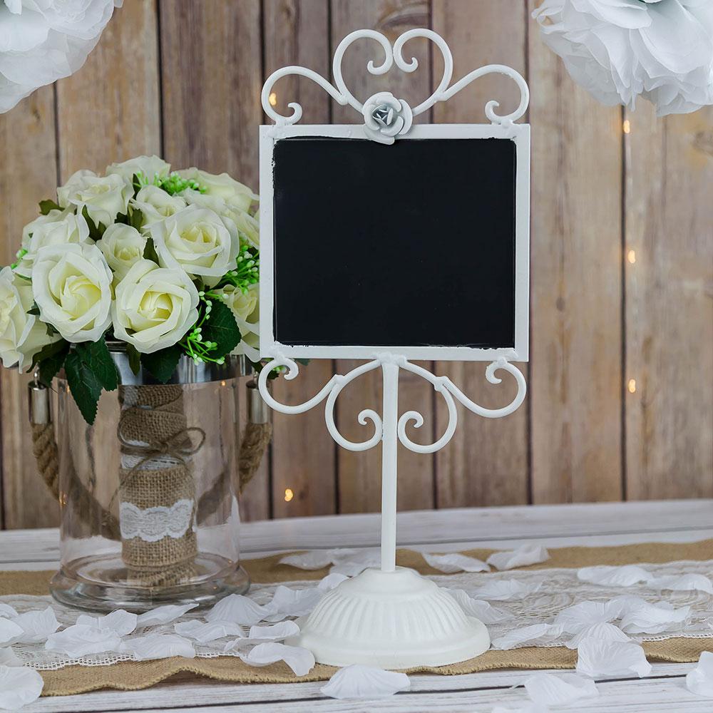  14" Decorative Chalkboard White Metal Wedding Table Sign - AsianImportStore.com - B2B Wholesale Lighting and Decor