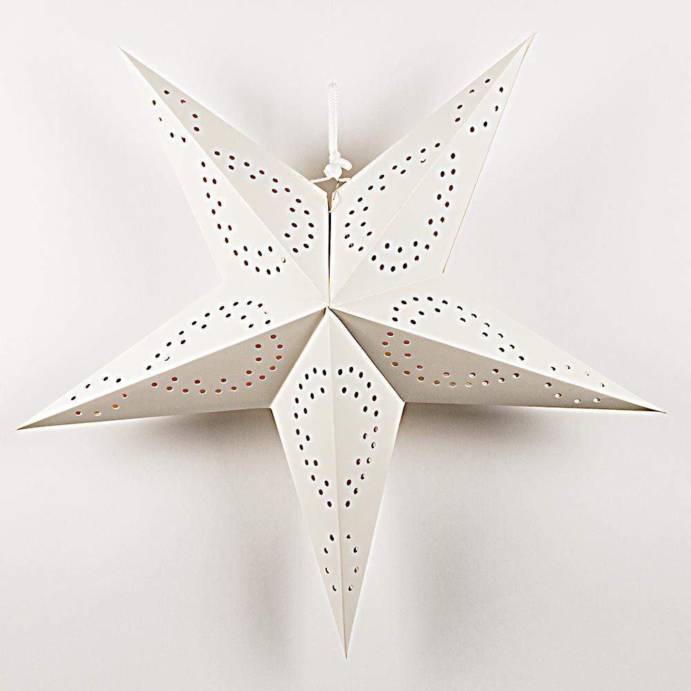 26" Solid White Dot Cut-Out Paper Star Lantern, Hanging Decoration - AsianImportStore.com - B2B Wholesale Lighting and Decor