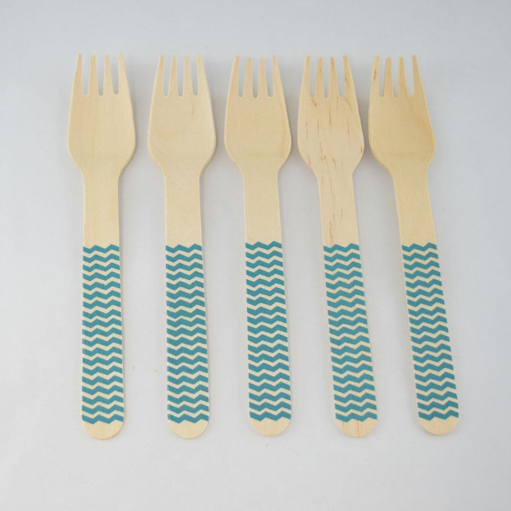  Baby Blue Decorative Party Wooden Forks, Chevron (20 PACK) - AsianImportStore.com - B2B Wholesale Lighting and Decor