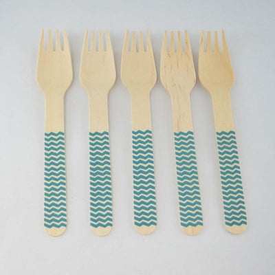 Baby Blue Decorative Party Wooden Forks, Chevron (20 PACK) - AsianImportStore.com - B2B Wholesale Lighting and Decor