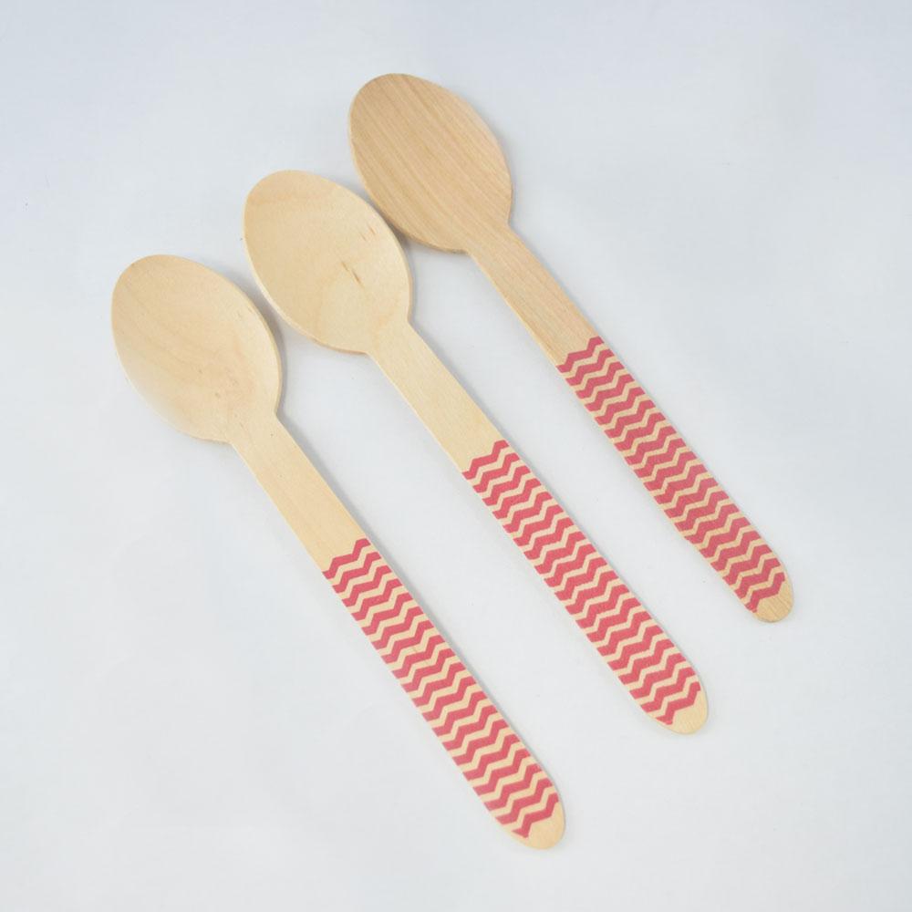  Hot Pink Decorative Party Wooden Spoons, Chevron (20 PACK) - AsianImportStore.com - B2B Wholesale Lighting and Decor