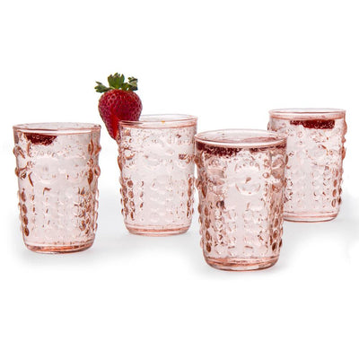 6 Pack | Small Fleur de Lys Juice/Wine Drinking Glass (6 Piece Set, Vintage Pink, Holds Approx 5 oz)  - For Home Decor, Parties, and Wedding Decorations - AsianImportStore.com - B2B Wholesale Lighting and Decor